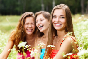 Young girls smiling